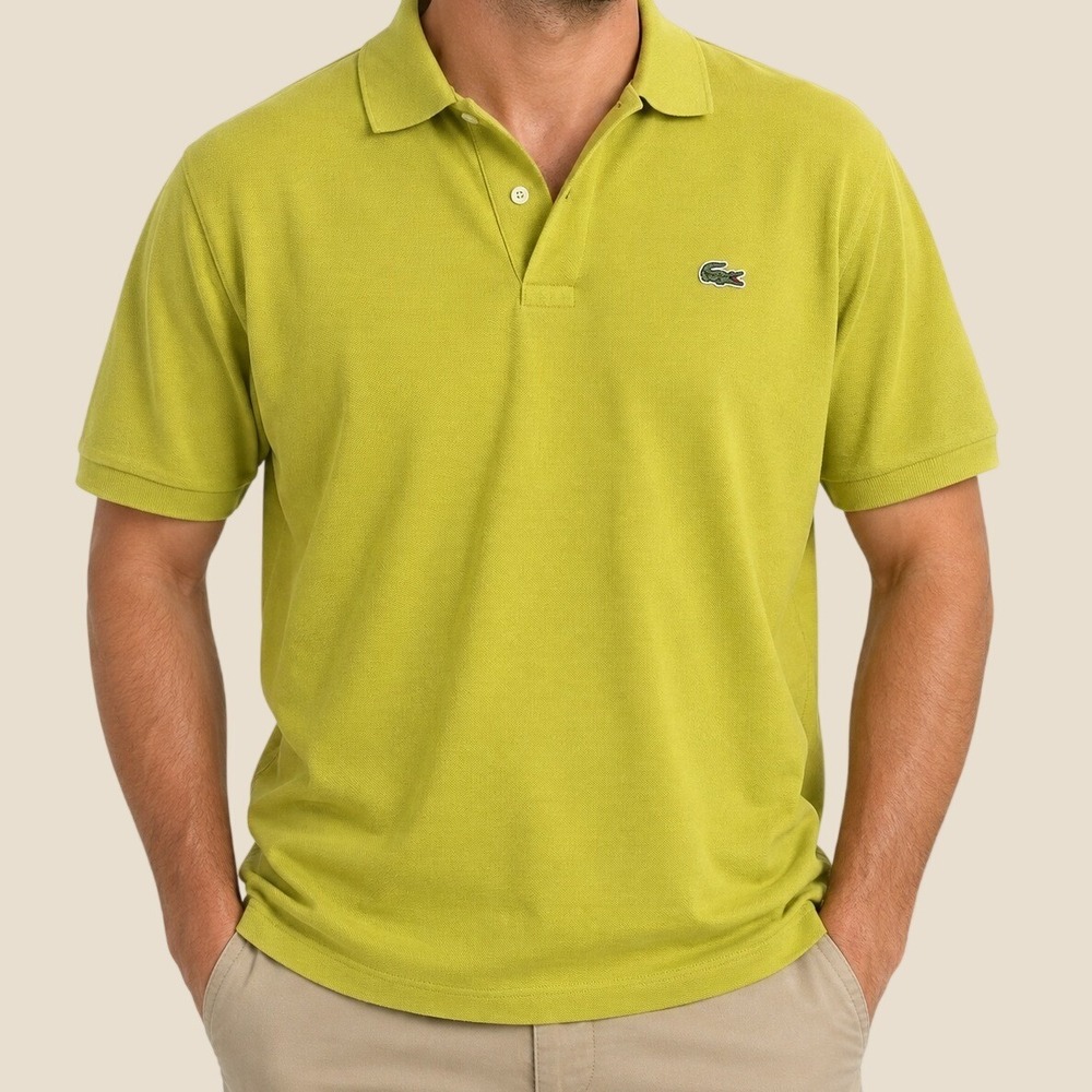 Vintage Lacoste Lime Green Short Sleeve Polo Shirt-Made in France-Men's Size M